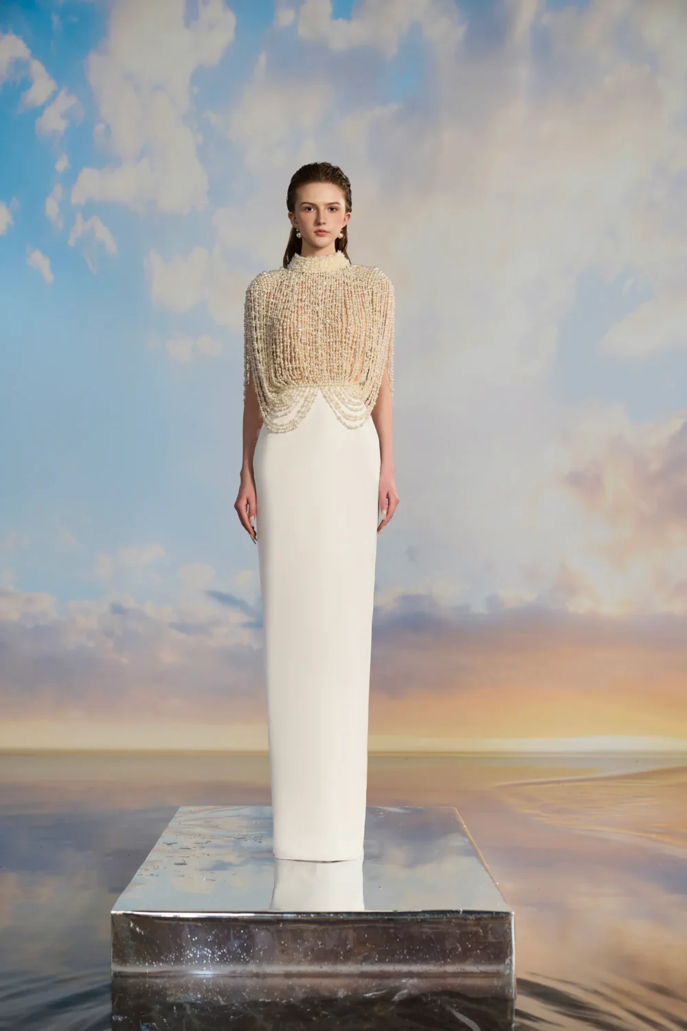 Celine Pearl mixed Royal Taffeta dress